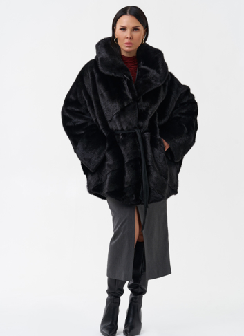 Шуба с капюшоном и норки