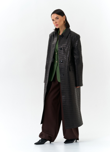 Женский плащ из натуральной кожи 