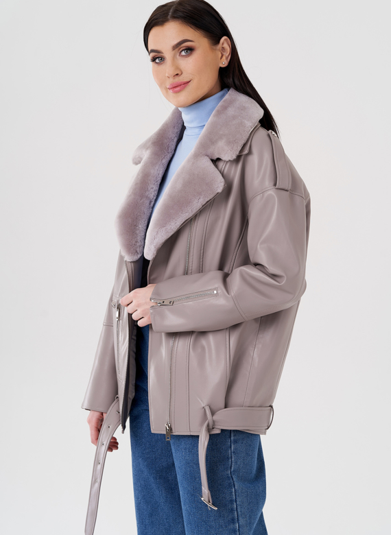 Куртка из эко кожи на утеплителе с натуральным мехом
