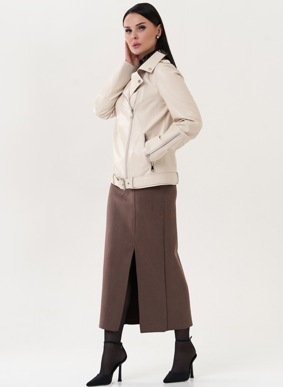 Куртка "косуха" молочного цвета