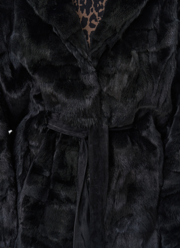 Шуба из меха норки с поясом