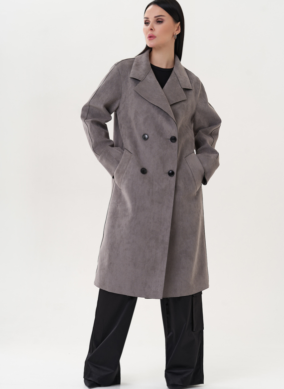 Пальто из эко замши
