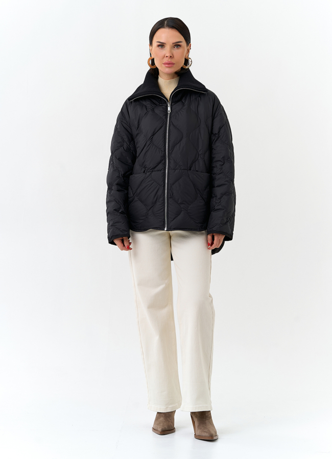 Женская двухсторонняя куртка с высоким воротником модель № 32665 в кредит