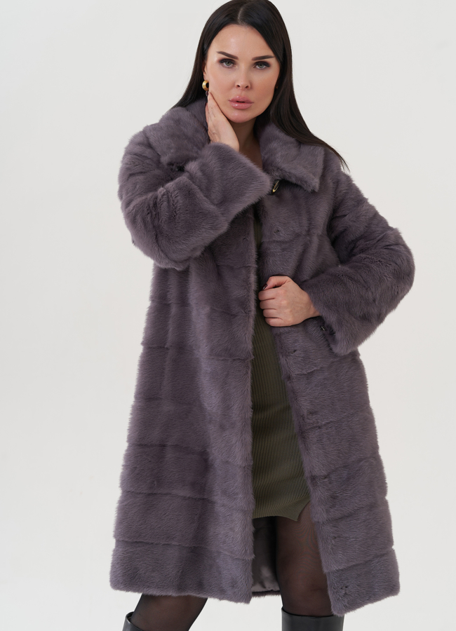 Шуба из норки с капюшоном  модель № 25896 в кредит