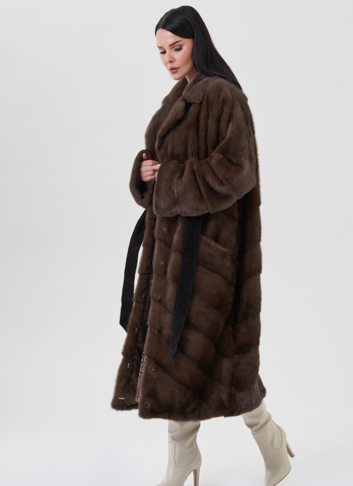Норковая шуба с английским воротником 
