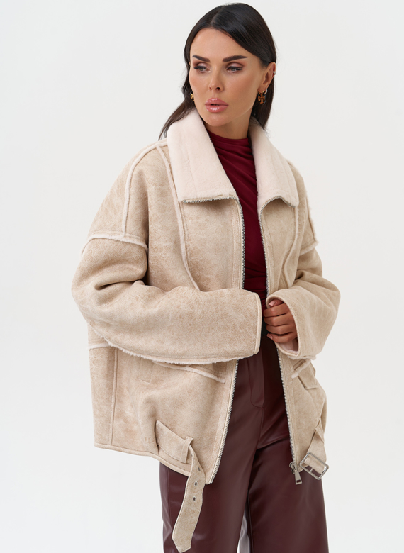 Женская дубленка из эко замши