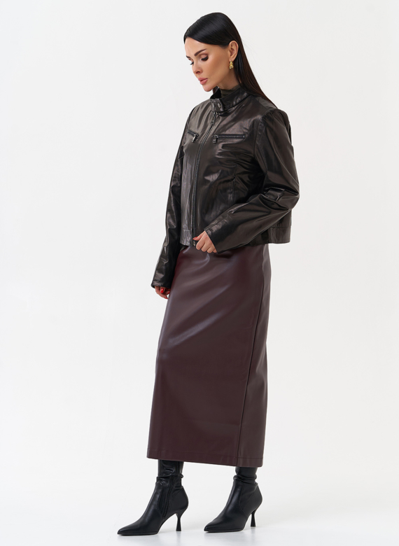 Женская кожаная куртка мото