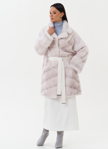 Шуба из норки с английским воротником 