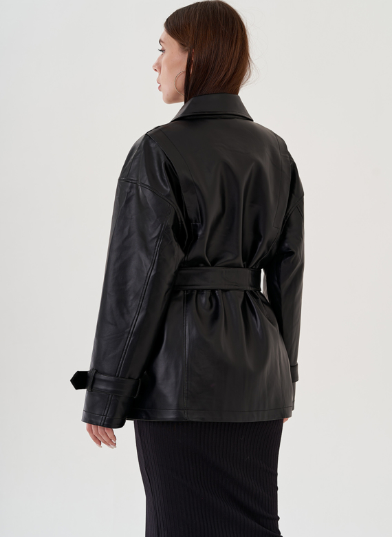 Куртка женская из эко кожи с поясом