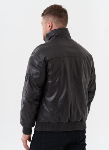 Мужской пуховик из натуральной кожи 