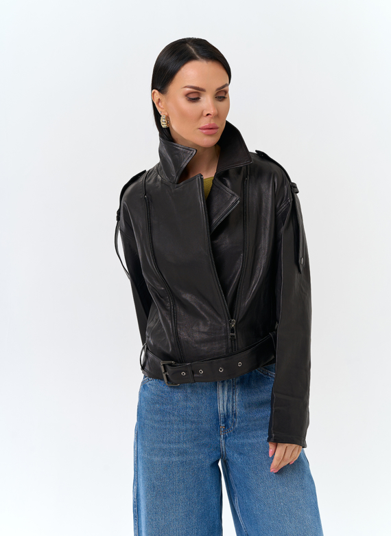 Женская куртка косуха из натуральной кожи