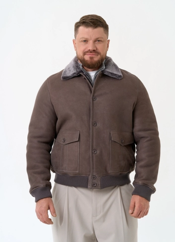 Мужская натуральная дубленка бомбер