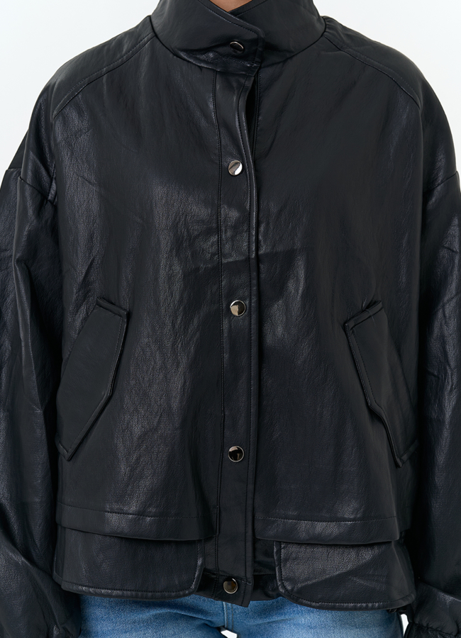 Женская объемная куртка из эко кожи модель № 33153 универмаг малина