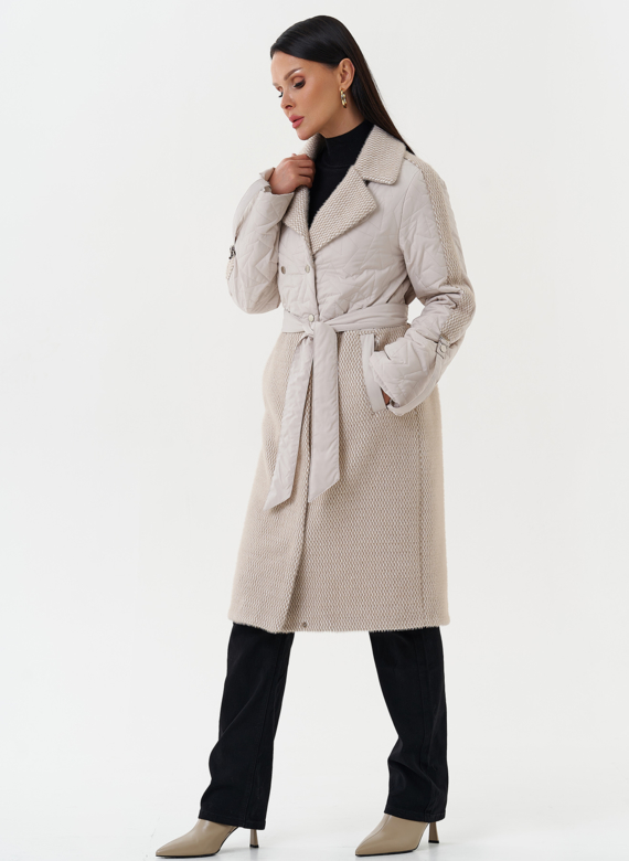 Женское утепленное пальто с поясом