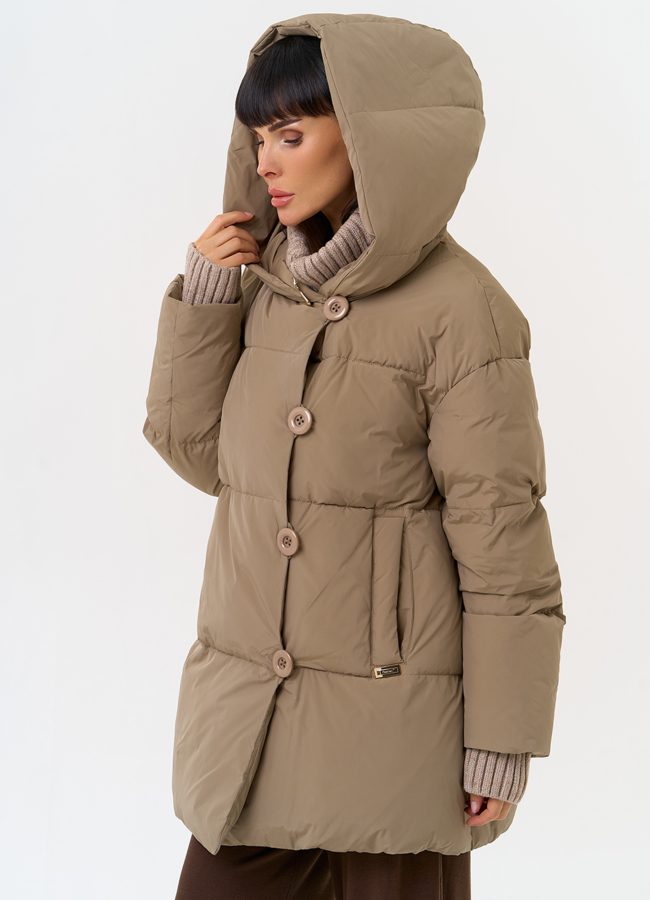 фото Женский пуховик с акцентными пуговицами модель № 31518