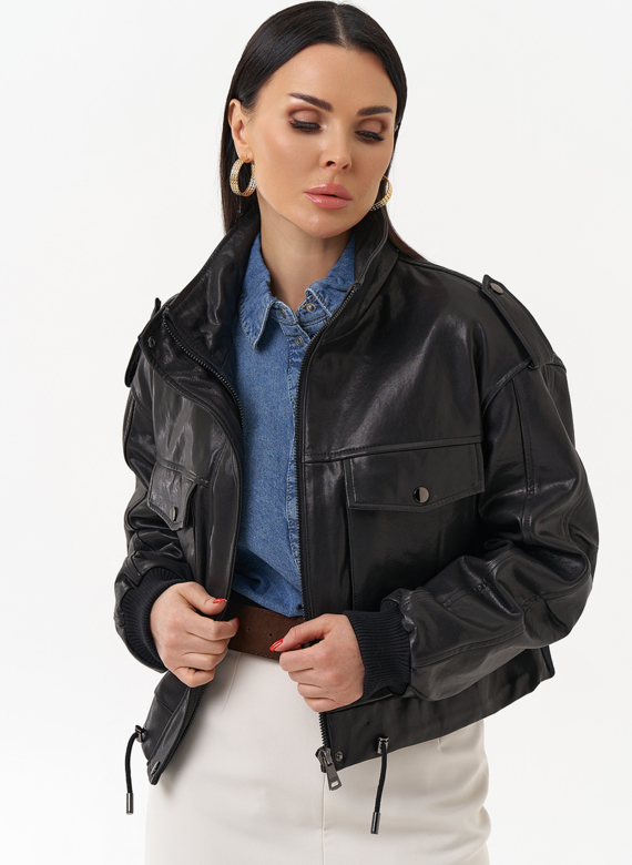 Женская куртка бомбер из натуральной кожи