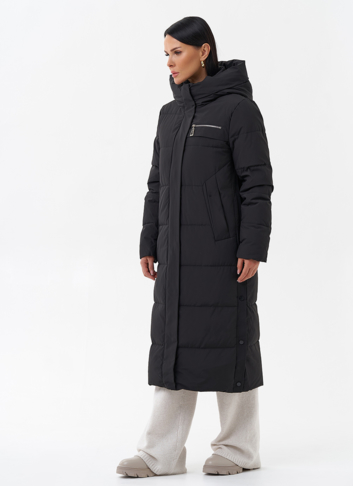 Длинный пуховик с капюшоном