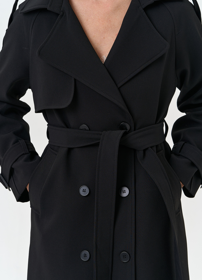 Женский плащ черного цвета модель № 33097 универмаг малина