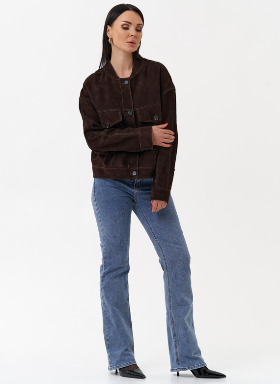 Куртка из замши коричневого цвета