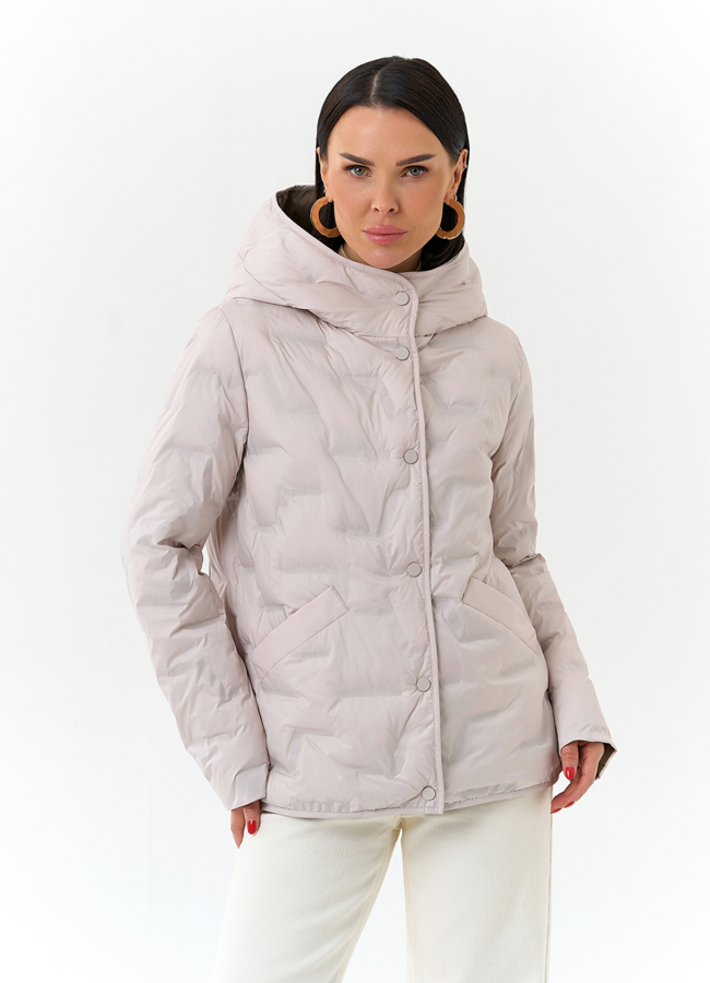 Женская куртка с капюшоном  модель № 32702 меха малина