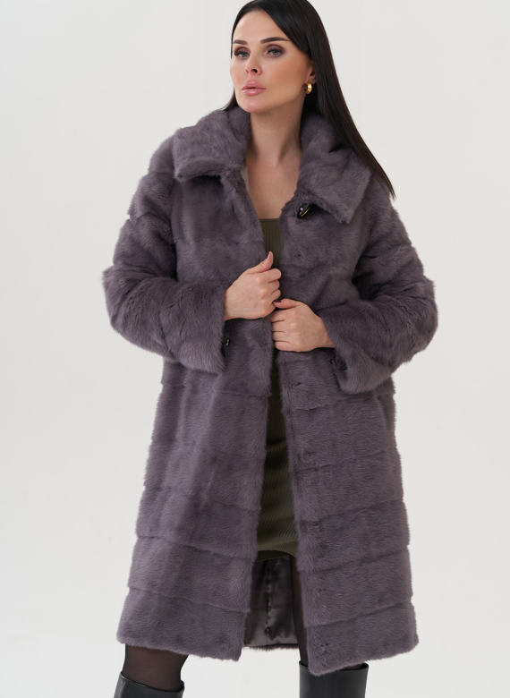 Шуба из норки с капюшоном 