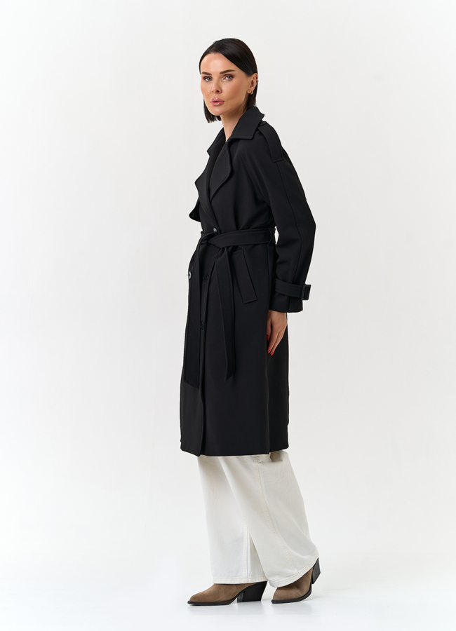 Женский плащ черного цвета модель № 33097 универмаг малина