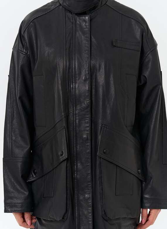 Женская удлиненная куртка из натуральной кожи