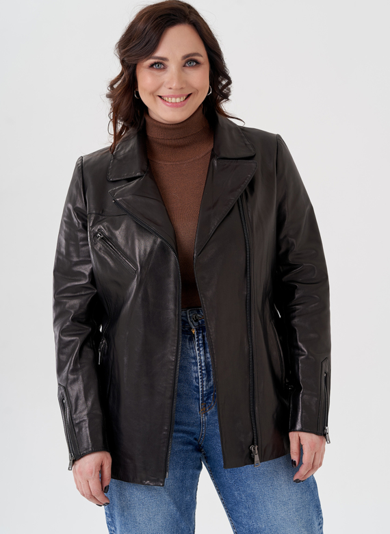 Женская кожаная куртка с поясом