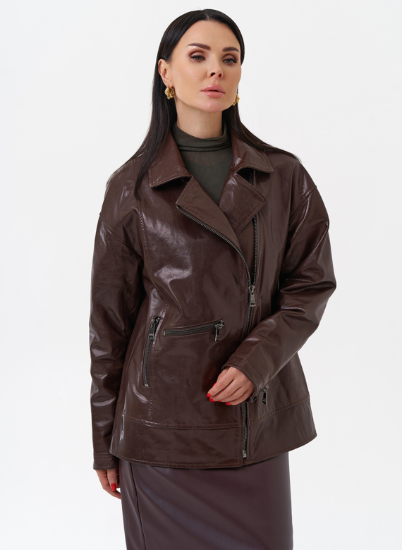 Куртка кожаная женская коричневая