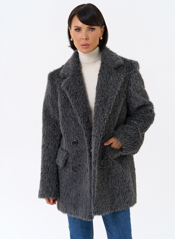 Женское утепленное пальто с английским воротником