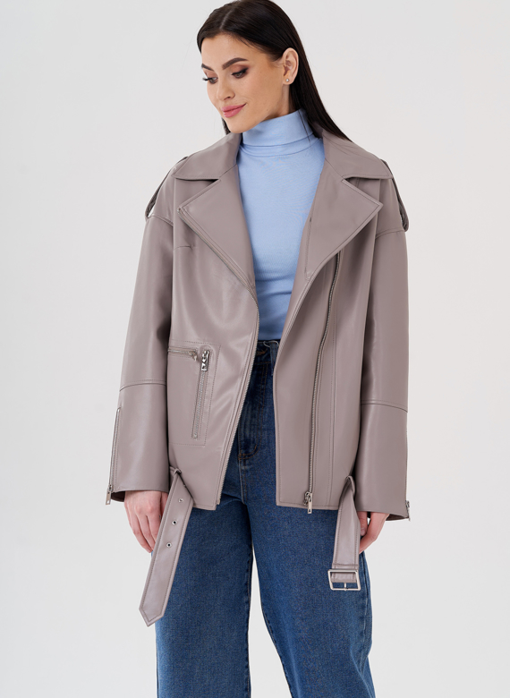 Куртка из эко кожи на утеплителе с натуральным мехом