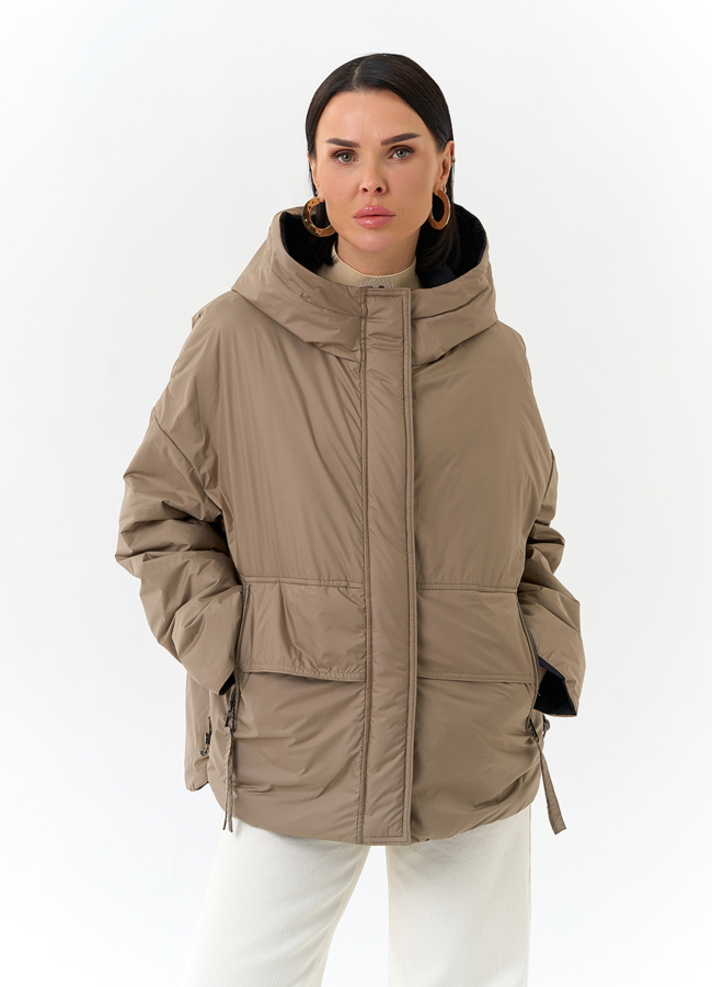 Женская двухсторонняя куртка с капюшоном модель № 32722 универмаг малина