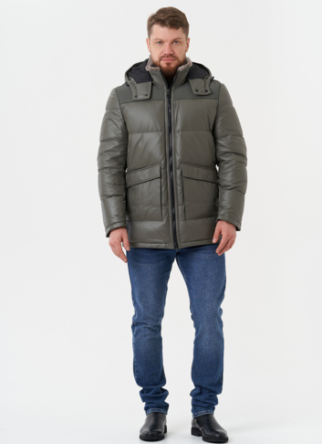 Кожаная куртка с капюшоном