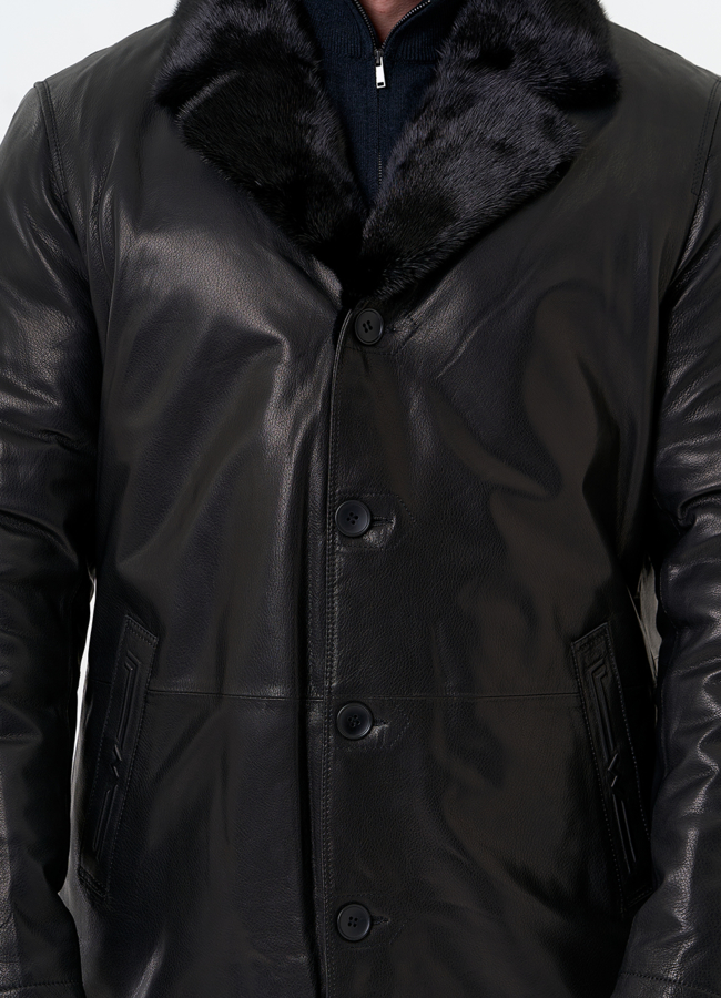 Мужская дубленка с английским воротником модель № 31779 универмаг малина