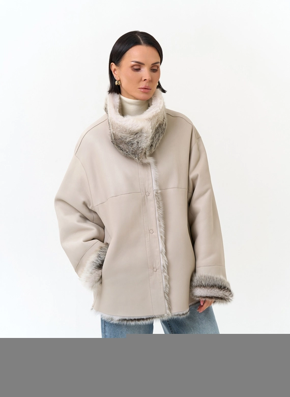Дубленка двухсторонняя с поясом фото