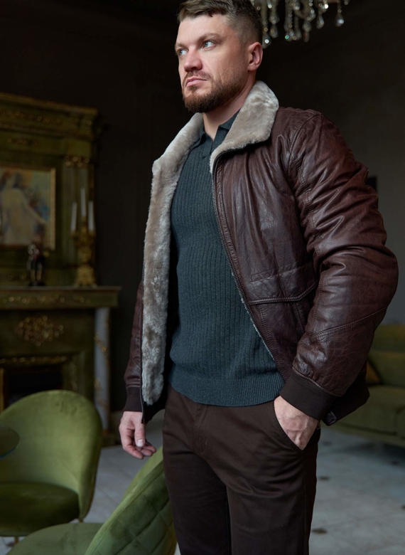 Утепленная куртка из натуральной кожи