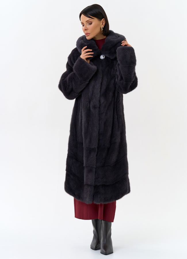 Шуба из меха норки с капюшоном модель № 30670 в рассрочку